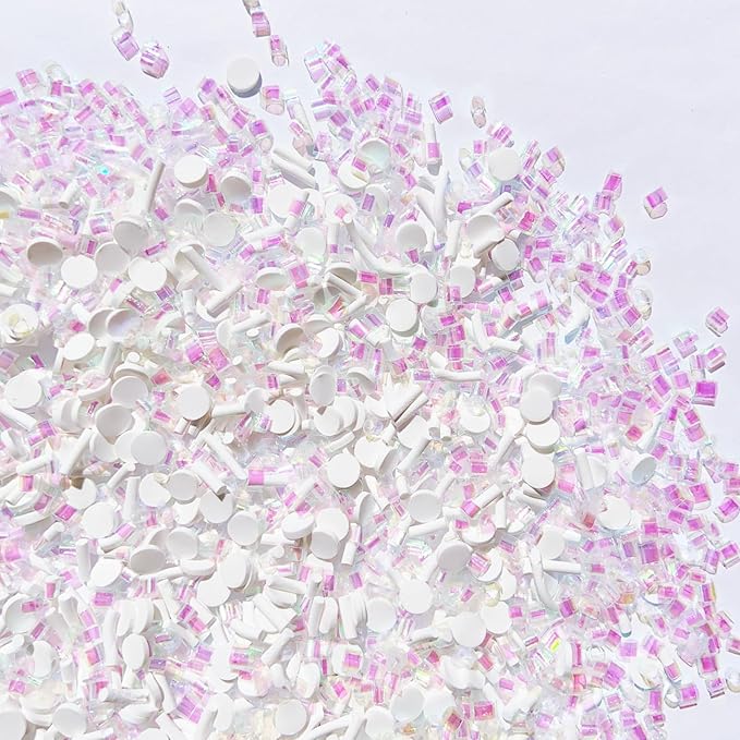 EHOPE Fake Sprinkles Polymer Sprinkles Faux Sprinkles Fake Candy Sprinkles Clay Sprinkles Polymer Clay Slices for Nail Art DIY Crafts Cake Phone Case (50-Guan WhiteRound+Sugar)