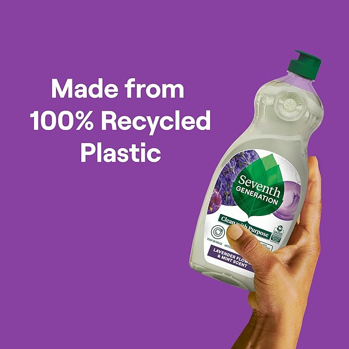 Seventh Generation Dish Soap Liquid Lavender Flower & Mint Scent Pack of 6 Dishwashing Soap Dish Detergent Liquid Soap 19 oz