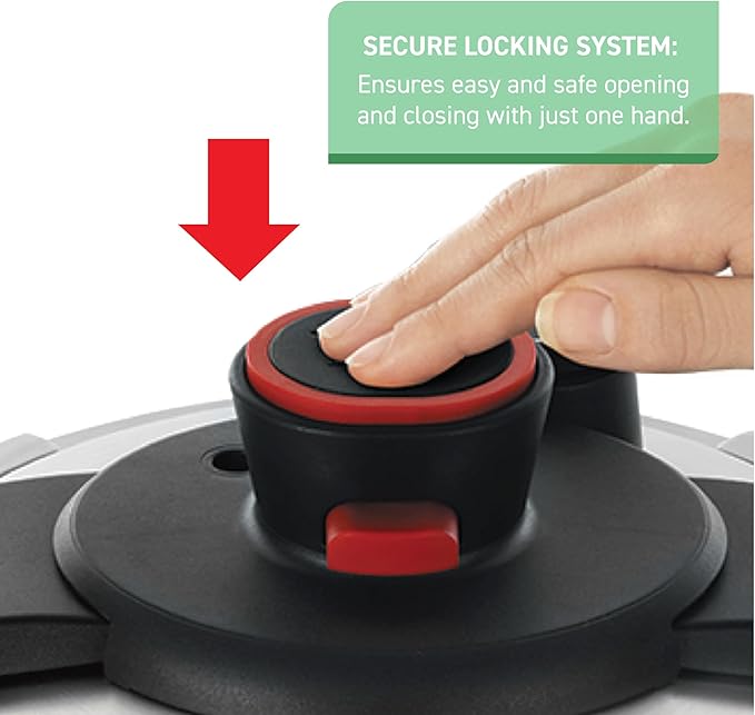 T-fal Clipso Stainless Steel Pressure Cooker 6.3 Quart, Induction, Secure locking System, One Hand System, Recipe Book Included, Cookware, Pots and Pans, Kitchen, Dishwasher Safe, Silver