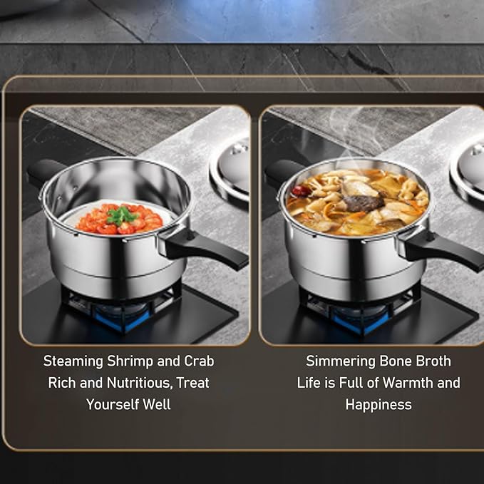 80Kpa Pressure Cooker Stainless Steel 8L Large Capacity, Pressure Canner with Steaming Rack Compatible with Gas & Induction Cooker (8L)