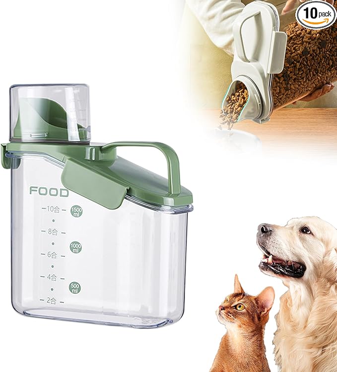 Clear Airtight Food Storage Containers, Transparent Cereal Dry Food Storage with Pouring Spout, for Flour, Sugar and Cereal (54oz Green)