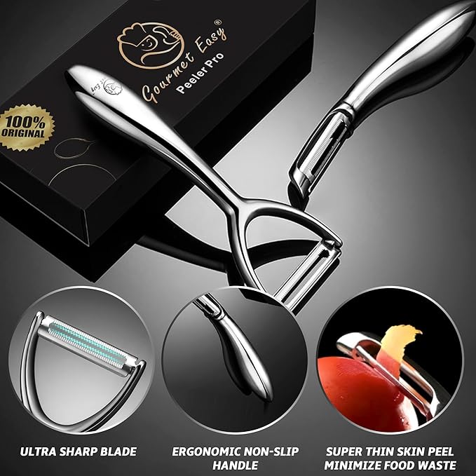 Vegetable Peeler, Premium Stainless Steel Potato Peeler, High Tensile Ultra Sharp Blade Fruit and Food Slicer, Y Shaped with Ergonomic Non-Slip Handle, Dishwasher Safe with 5 Years Warranty