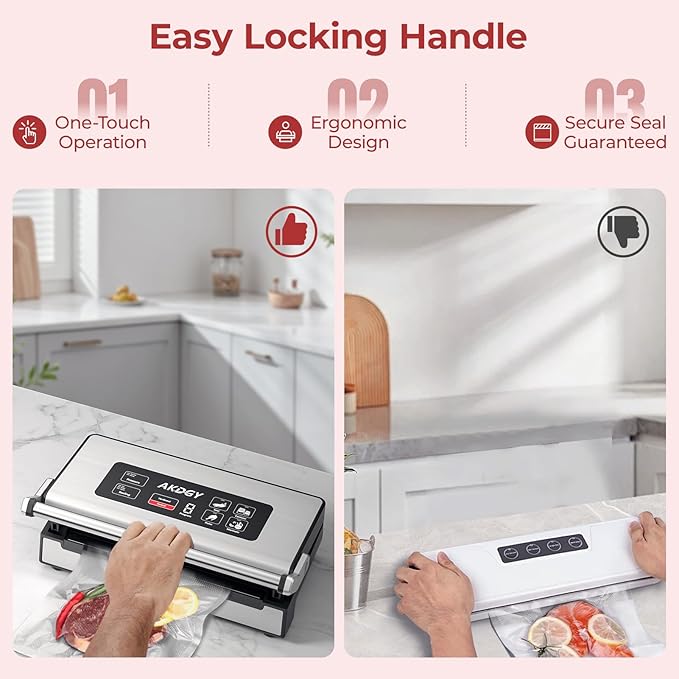 95Kpa Liquid Vacuum Sealer Machine, Full Automatic Food Sealer for Dry/Liquid/Moist Foods | Strong Suction | Digital Timer | One-Touch Operation | Built-in Cutter & Bag Storage | Removable Drip Tray