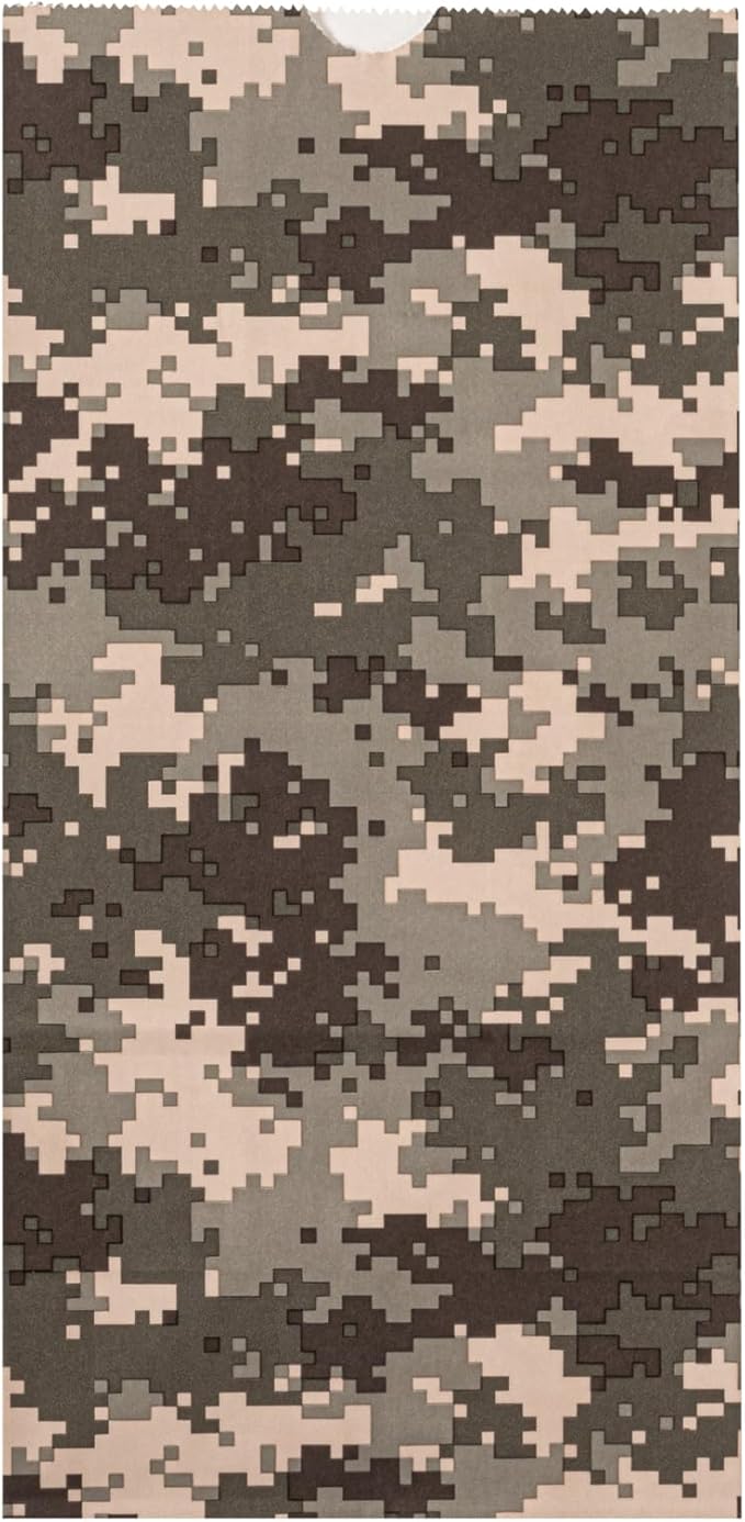 Restaurantware Bag Tek 8 LB Disposable Lunch Bags 100 Sturdy Take Out Bags - Flat Bottom Great For Restaurants Cafes And Bakeries Camouflage Paper Popcorn Bags Versatile For Grocery And More