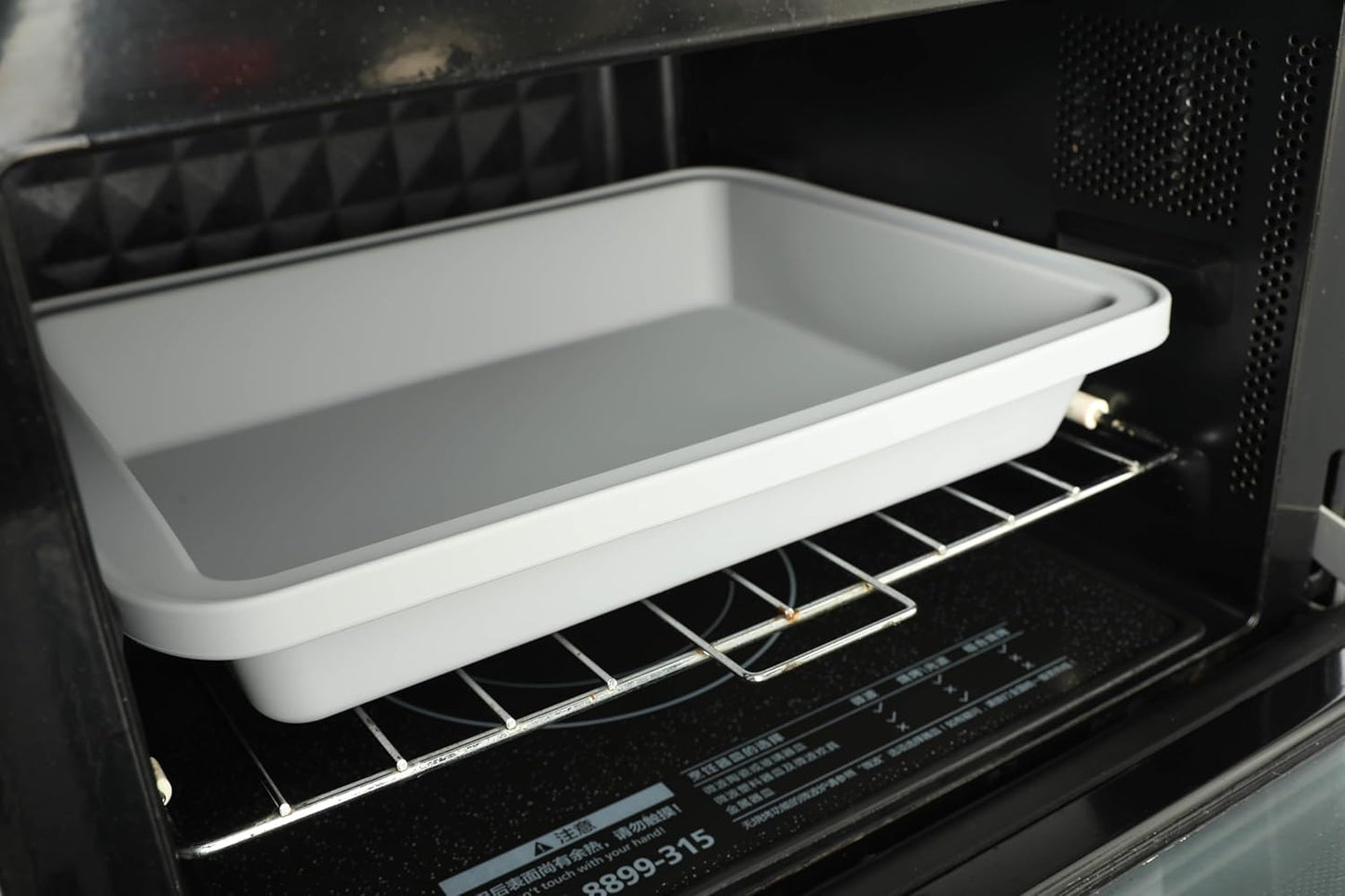 Sunsetbaby Silicone Baking Dish with Handles, Deep Rectangular Bakeware Cake Pan, Compatible with Fancy Panz, for Lasagna, Cake, Brownie or Family Dinner, 12.6 x 9.8 x 2.1 Inch (Grey)