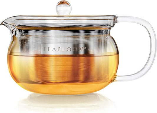 Teabloom Kyoto 2-in-1 Tea Kettle and Tea Maker – Glass Teapot with Removable Loose Tea Filter – Tea Connoisseur's Choice