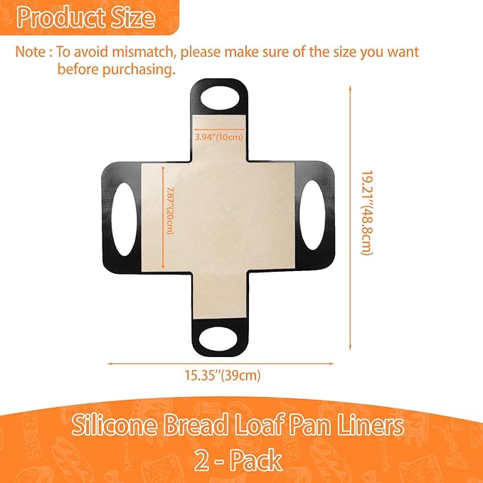 2Pcs Reusable Silicone Bread Loaf Pan Liner, Food-Grade Silicone Bread Sling, Sourdough Bread Baking Mat, Loaf Pan Lifters, Non-Stick&Easy Clean Dough Transfer Tool, Fits 9x5 or 1.5lb Loaf Pans,Black