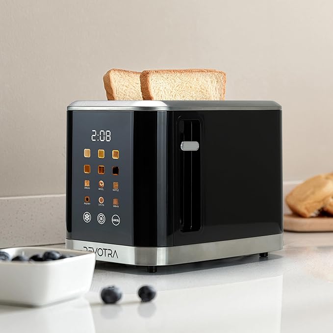 2 Slice Toaster Stainless Steel with LED Display, Extra Wide Slots, 6 Shade Settings, Defrost/Reheat/Cancel, Removable Crumb Tray – Compact Toaster for Bagels & Waffles