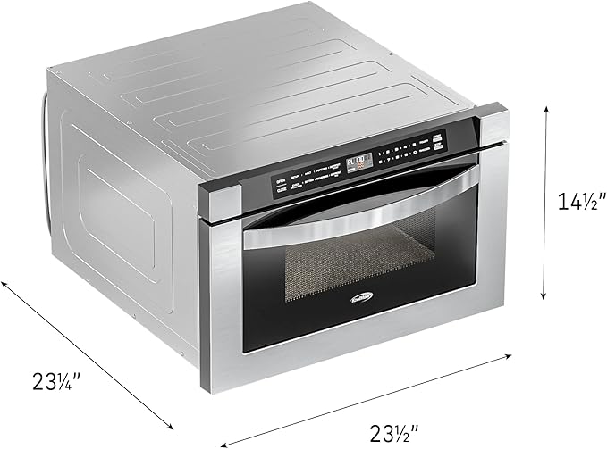 KoolMore KM-MD-1SS 24 Inch Stainless-Steel Microwave Drawer Capacity, 1000W Power with 10 Custom Cooking Levels, Memory, and Timer Functions, Wall-Mounted with Flat Bottom, 24 in/1.2 Cu. Ft