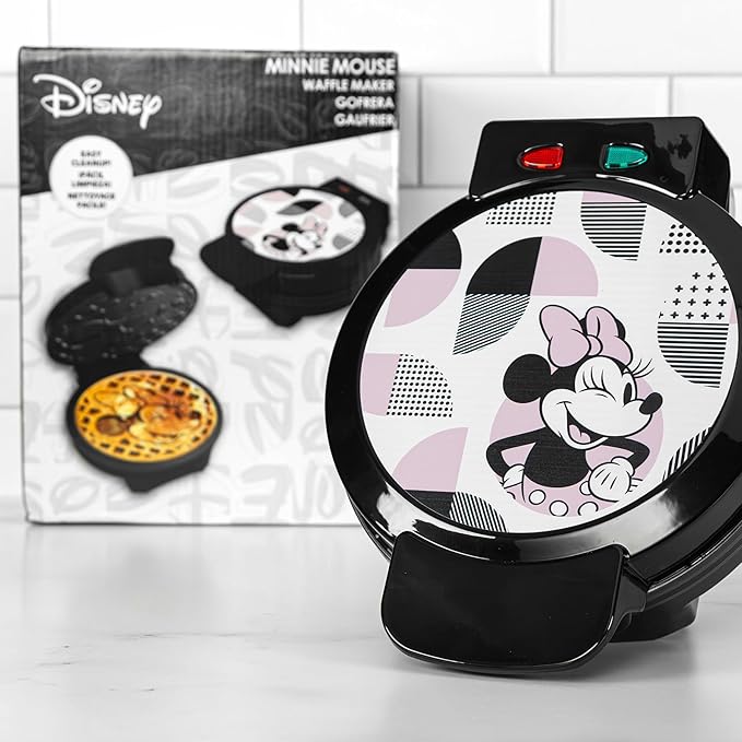Uncanny Brands Disney Minnie Mouse Waffle Maker – Non-Stick Round Waffle Iron – Easy to Use and Clean