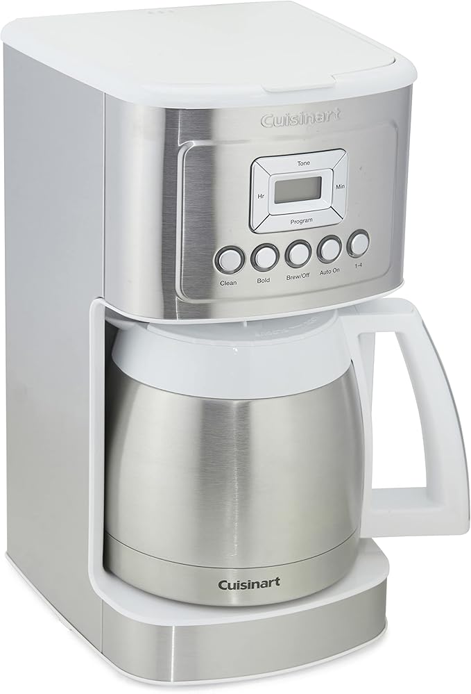Cuisinart 12-Cup Coffee Maker with Thermal Coffee Carafe, Stainless Steel, Programmable Large Capacity Drip Coffee Machine for Home or Office, DCC-3400W, White