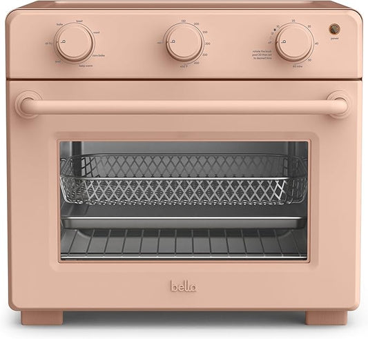 bella Air Fry Toaster Oven, 7 Preset Cooking Options, Dishwasher-Safe EverGood Coated Trays Included, 60-Minute Auto Shutoff w Audible Timer, Power Indicator Light, 1700 Watt, Blossom