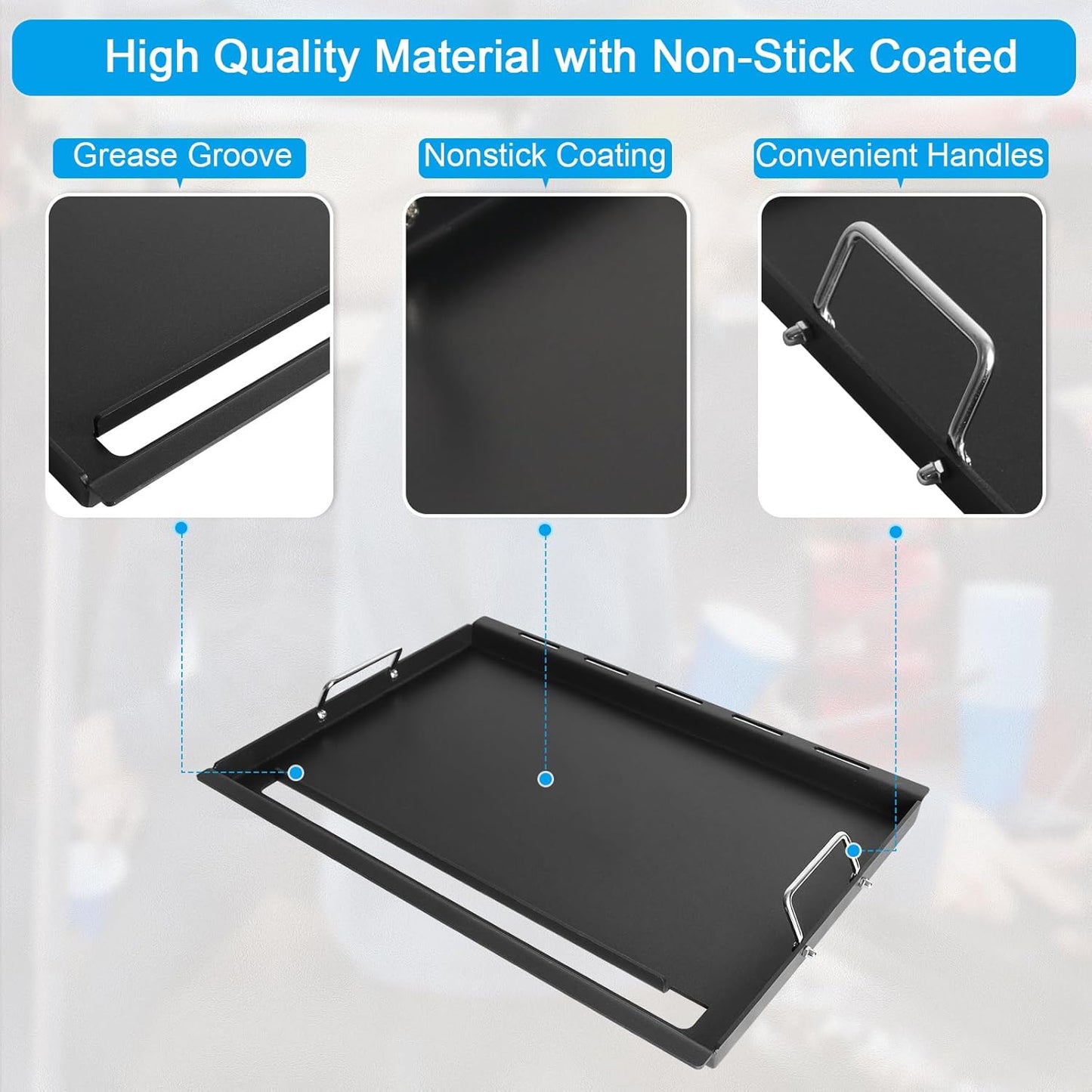 6788 Full-Size Griddle Inserts for Weber GS4 Genesis II 300 & Genesis II LX 300 SER Flat Top Grill Griddle with Handles for Weber Genesis II E310 E330 S315 EX315 SX335 EX335 Series Gas Grills