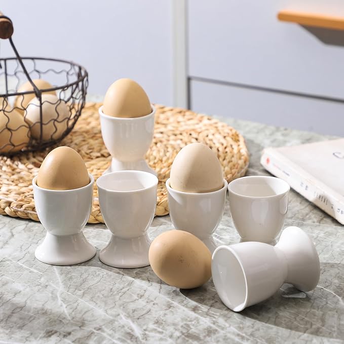 Egg Cups Set of 6 Ceramic Egg Stand Holder Kitchen Egg Cup Small Fruit Cup Snack Candy Cup Egg Cups for Soft Boiled Eggs Breakfast Party Dinning 2.56 x 1.97 inch