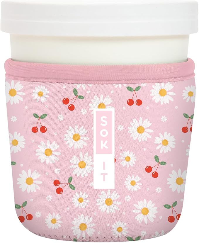 Sok It IceCreamSok Insulated Neoprene Cover (Cherry Bomb, Tapered Ice Cream Pints)