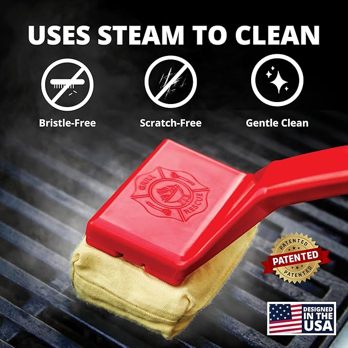 Grill Rescue BBQ Replaceable Cleaning Head, Bristle Free - Durable and Unique Grill Tools for Cast Iron or Stainless-Steel Grates, Barbecue Cleaner (Replaceable Head)