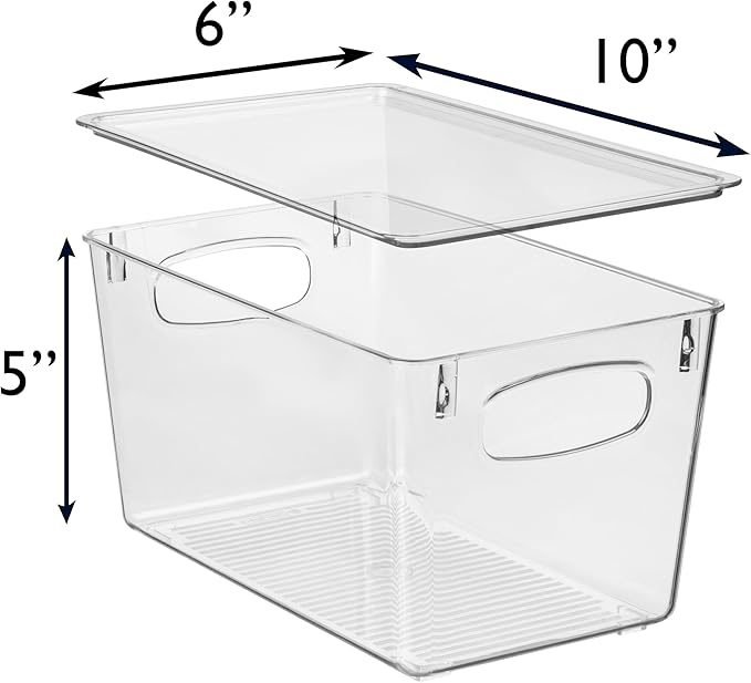 ClearSpace Plastic Pantry Organization and Storage Bins with Lids – Perfect Kitchen Organization or Kitchen Storage – Fridge Organizer, Refrigerator Organizer Bins, Cabinet Organizers