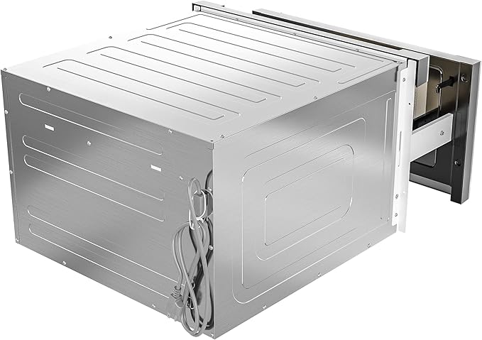 KoolMore KM-MD-1SS 24 Inch Stainless-Steel Microwave Drawer Capacity, 1000W Power with 10 Custom Cooking Levels, Memory, and Timer Functions, Wall-Mounted with Flat Bottom, 24 in/1.2 Cu. Ft