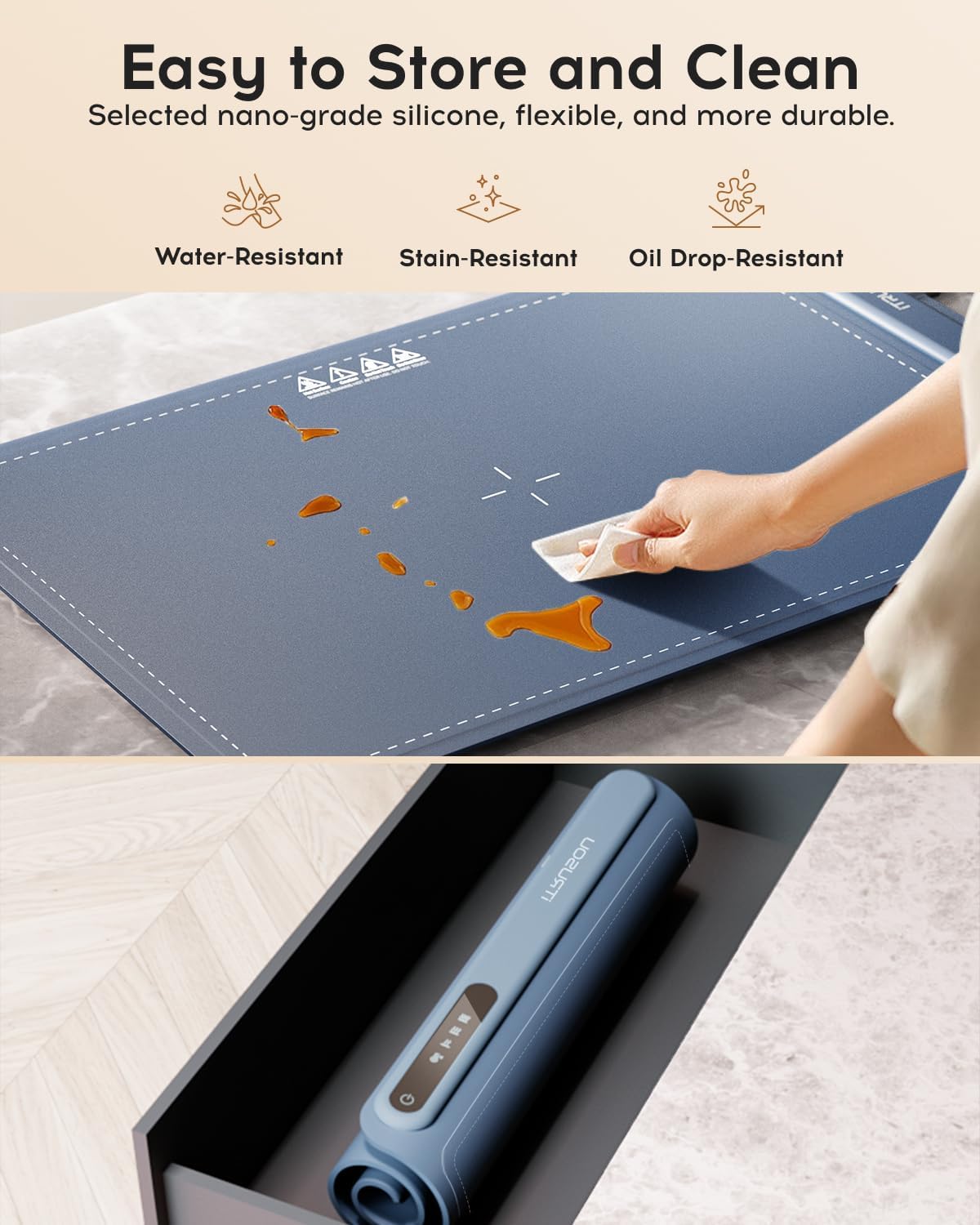 Electric Warming Tray - Full Surface Heating,Rollable & Portable,Premium Silicone Nano-Material,3 Temperature Settings,Auto Shut-Off -Versatile Food Warmer for Gatherings,Parties,Everyday Use