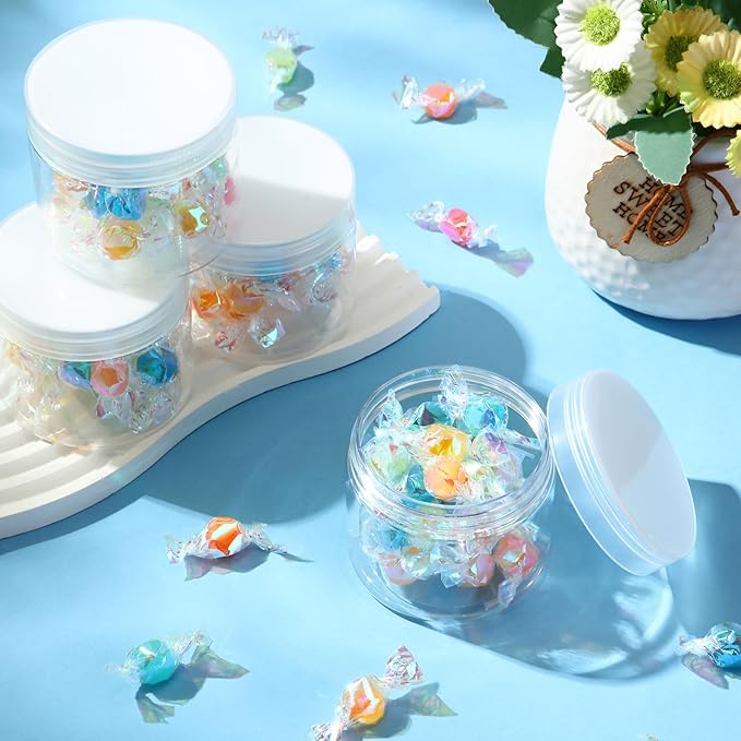 SATINIOR 6 Pack Plastic Container with Lids Small Jars Wide Mouth Round Airtight Leak Proof Container for Travel Storage, Cosmetic,eye Shadow, Nails, Paint, Jewelry(Clear,6 oz)