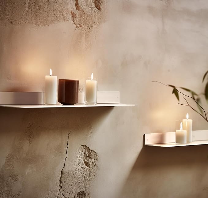 DIY CARTEL Linear Floating Shelf - Forged Raw Steel - Industrial Heavy Duty Metal Wall Mounted Modern Rustic Shelf - Made in The USA (36-inch x 8-inch White)