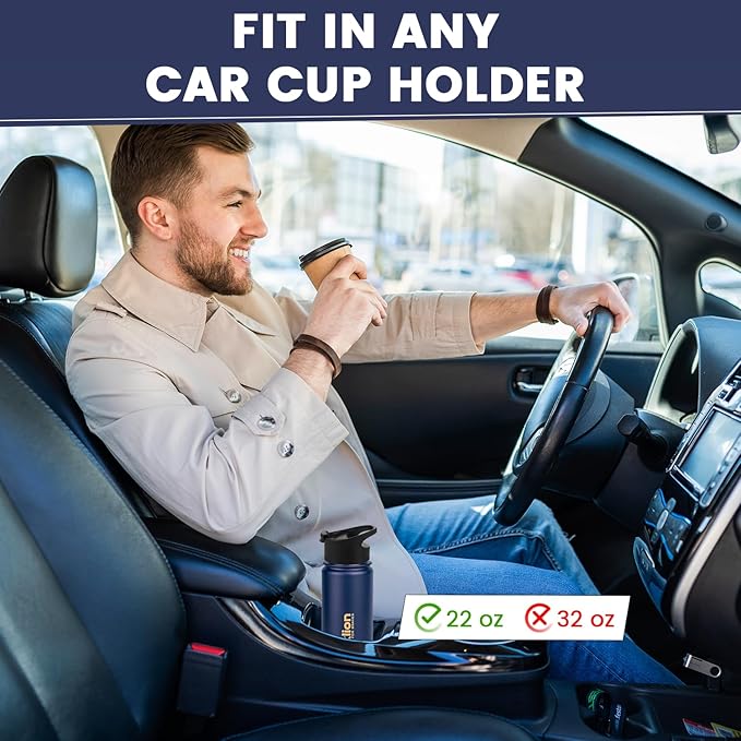 Lexlion Fruit Infuser Water Bottle - 22 Oz, Triple Walled Insulated Stainless Steel, Thermal Leaf Infuser, Silicone Sleeve, 3 Lids Leakproof, Metal Mug