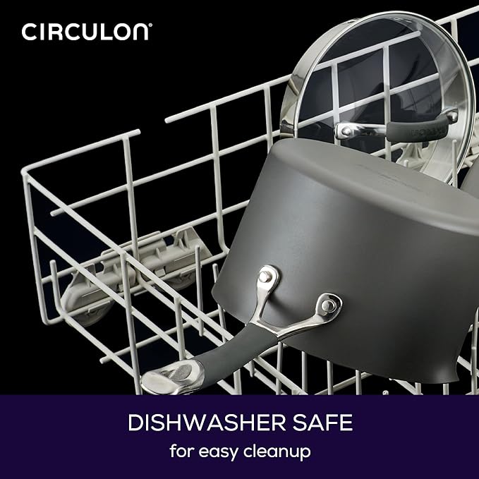 Circulon 83908 Radiance Hard Anodized Nonstick Stock Pot/Stockpot with Lid - 7.5 Quart, Gray