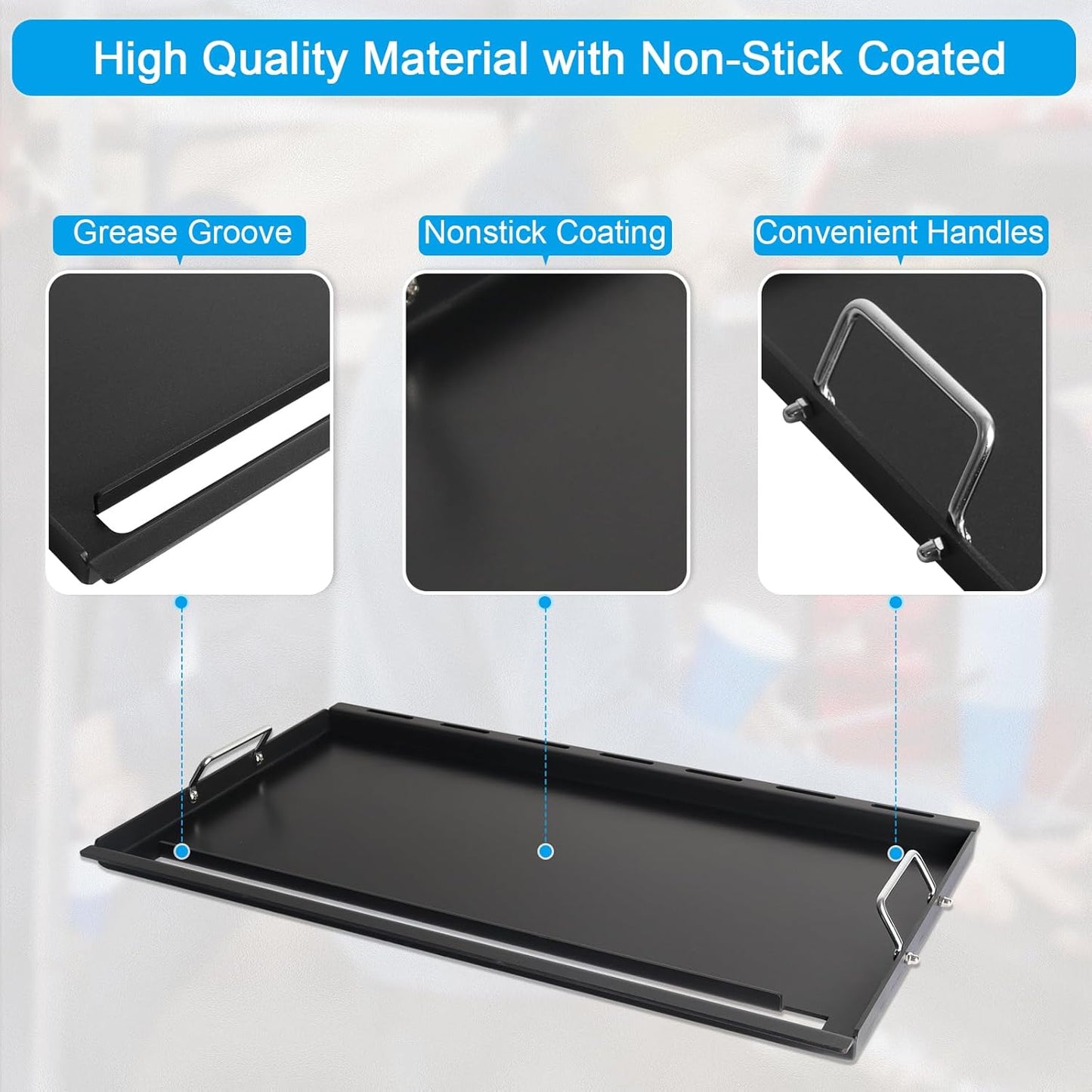 6789 Full-Size Griddle Inserts for Weber Genesis II 400 Series Gas Grills Flat Top Griddle with Handles for Weber Genesis II E-410 S-410 E-435 S-435 E-440 S-440 LX E/S-440