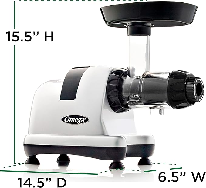 Omega Cold Press Juicer Machine, Vegetable and Fruit Juice Extractor and Nutrition System Makes Nut Milks Baby Food and Sorbets, Triple-Stage 80-RPM Slow Masticating Juicer, 200-Watts, Silver