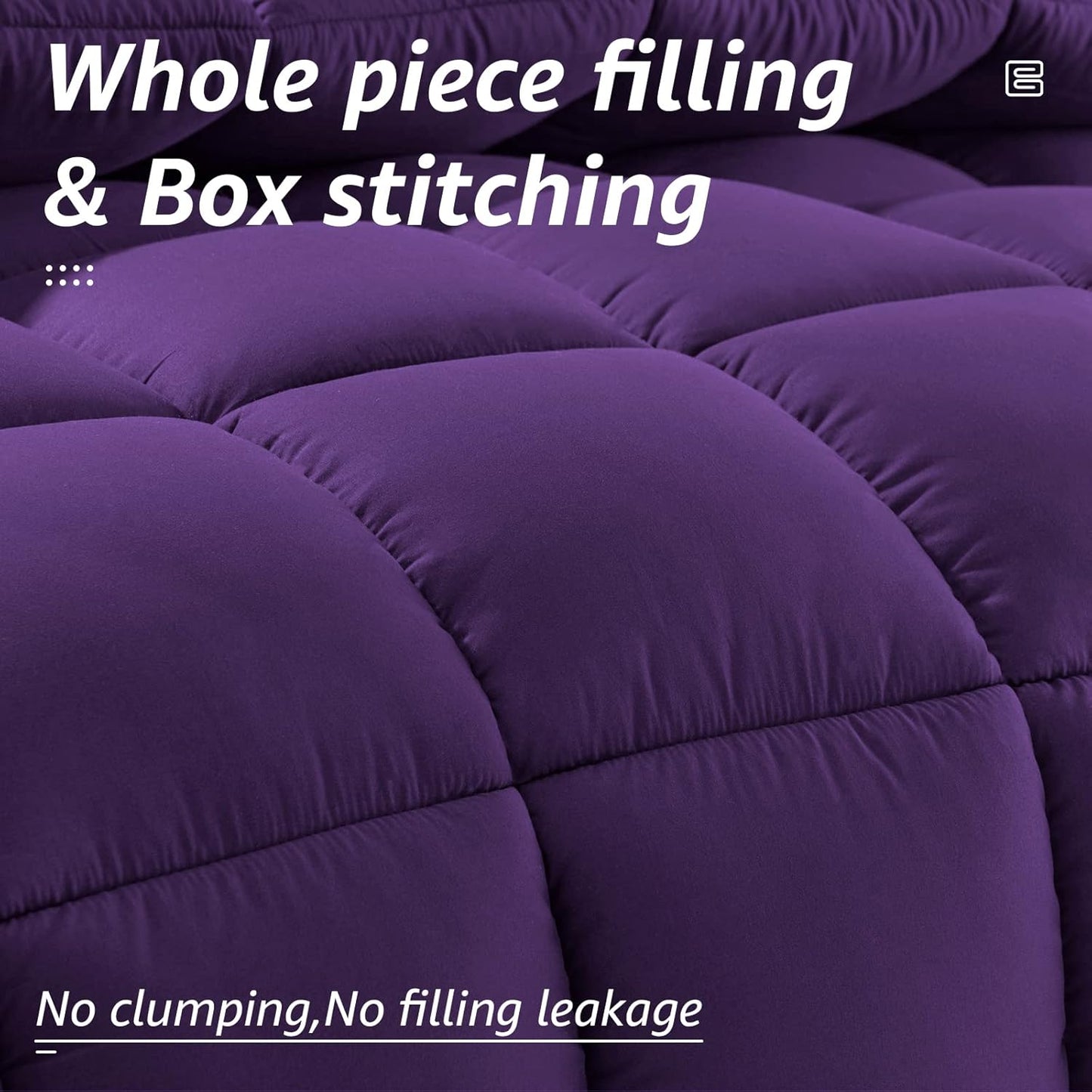 HYLEORY All Season King Size Bed Comforter - Cooling Down Alternative Quilted Duvet Insert with Corner Tabs - Winter Warm - Machine Washable - Purple