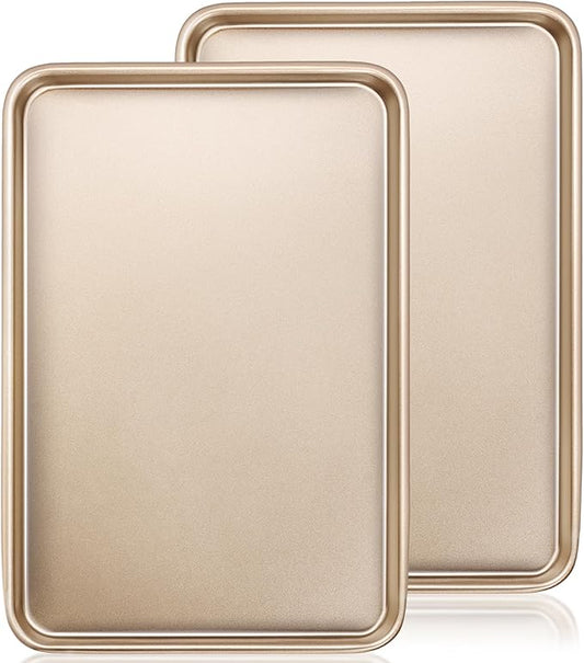 Baking Sheet Pan Set of 2, Wildone Commercial Cookie Sheets for Baking, Nonstick Carbon Steel Jelly Roll Pan Oven Tray 15x10 Inch, Heavy Duty & Easy Clean