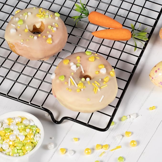 Cobakey Easter Sprinkles for Cookies 4.23 Ounce Spring Sprinkles for Baking Yellow & Green Edible Heart Perfect for Easter Cake Decorations, Baking, Ice Cream, Cookies, Cupcake Topper