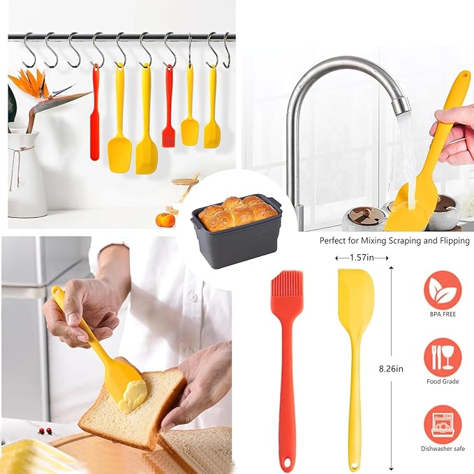 Silicone Bread Loaf Pan, Non Stick Bread Pans, Collapsible, with Lid & Oil Brush & Scraper, Bread Bakeware Pan for Homemade Bread, 8.6×5.1×1.9'', 2QT Bread Baking Mold, Brownie Loaf Pan