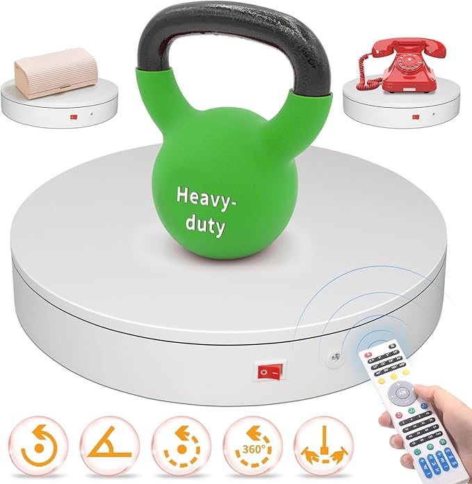 12.6In Remote Motorized Electric Turntable Rotating Display Stand Rotating Platform Photography Turntable motorized lazy susan base giratoria para for Photography,3D Scanner,(Load Range:88~300lbs)