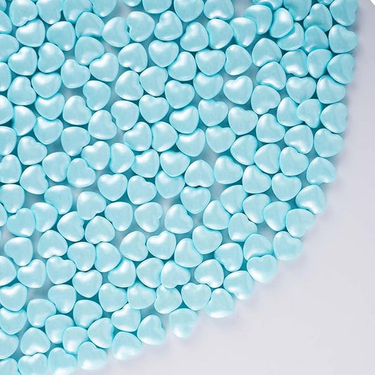 Kasvan Blue Heart Shapes Sprinkles - Edible Candy Pearls 130g/4.58 Oz, Mix Size, Baking Cake Decorations, Ice Cream Toppings and Cookie Decorating, Wedding Party Chirstmas Supplies (Blue)