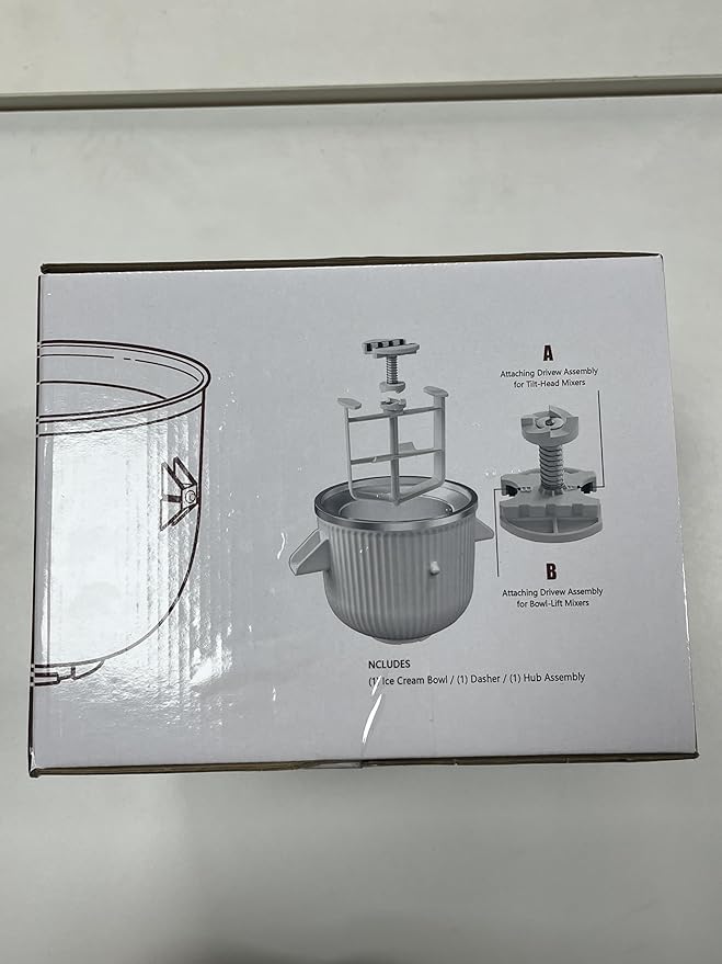 Ice Cream Maker Attachment for Kitchenaid, 2 Quart Frozen Ice Cream Bowl for Stand Mixer 4.5/5/6/7QT, Sorbet Gelato Maker for Homemade Ice, Dessert, Yogurt