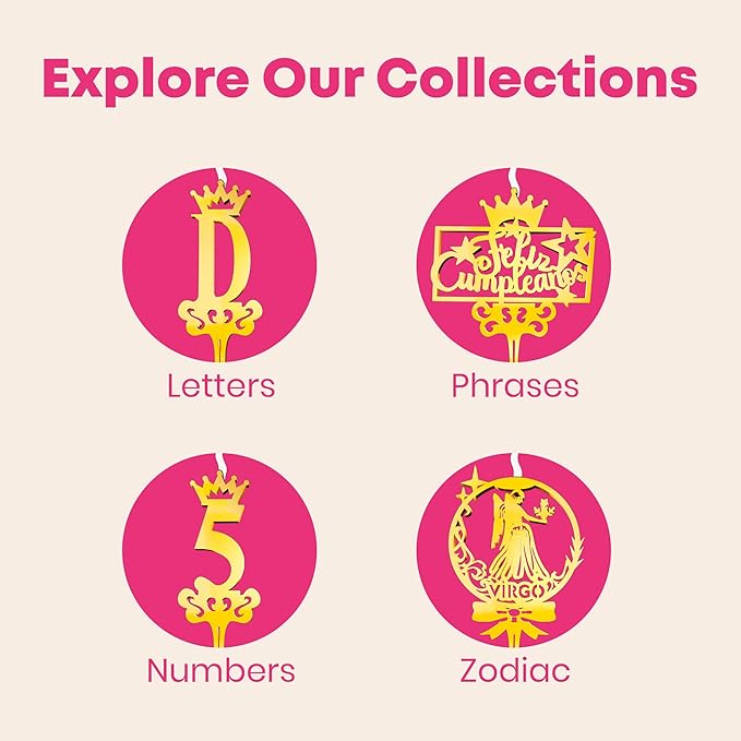 Princess Reusable Gold Romantic Cake Candle - Luxury Cake Topper Candle for Birthdays, Weddings & Anniversaries - Reusable Food Safe Acrylic, Shiny Mirror Finish - Happy Birthday Cake Topper Decor