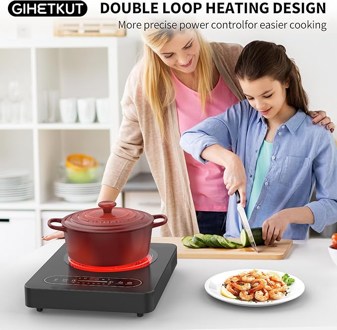 Single Burner Electric Cooktop,110V 1800W Electric Stove Top with LED Touch Control,10 Power Levels, Timer, Safety Lock,Portable cooktop