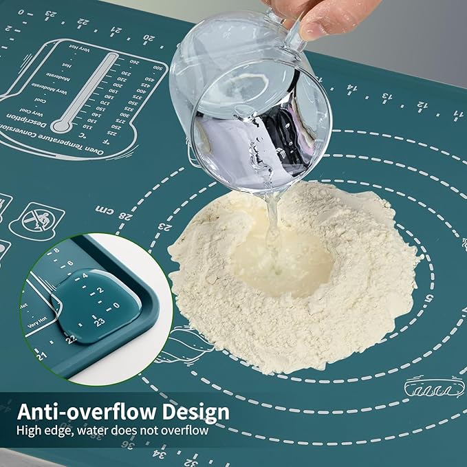 DANIA & DEAN Silicone Baking Mat - Upgrade Mom Theme 26x16 Inch Extra Thick Pastry Mat with Measurements, Non-Slip and Reusable, Kneading Dough Mat for Kitchen Counter, Bread, Cookies, Pizza, Pasta