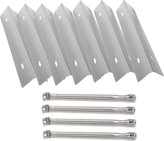MixRBBQ Stainless Steel 7-Pack Heat Plates and 4-Pack Burner BBQ Replacement Part Kit for Prestige 500 and Napoleon Grill Rogue Series