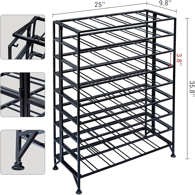 Wine Rack Freestanding Floor,Gray Metal Wine Rack, 9 Tier Wine Stand,Wine Storage Holds up to 54 Bottles,No Assembly Required
