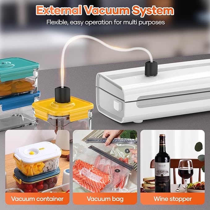 Powerful Vacuum Sealer Machine,Precision Vacuum Sealer Machine With Bag Cutter,Compact Design with 5 Meters Vacuum Seal Rolls,Dry/Moist Compact Full Automatic Food Sealer