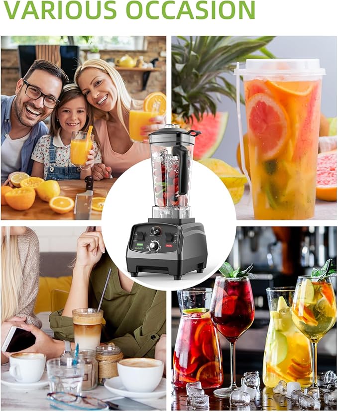 BioloMix Professional Countertop Blender - High Power 2200W Blender for Kitchen, Commercial, Smoothies, Frozen Fruits, Soup, Juice