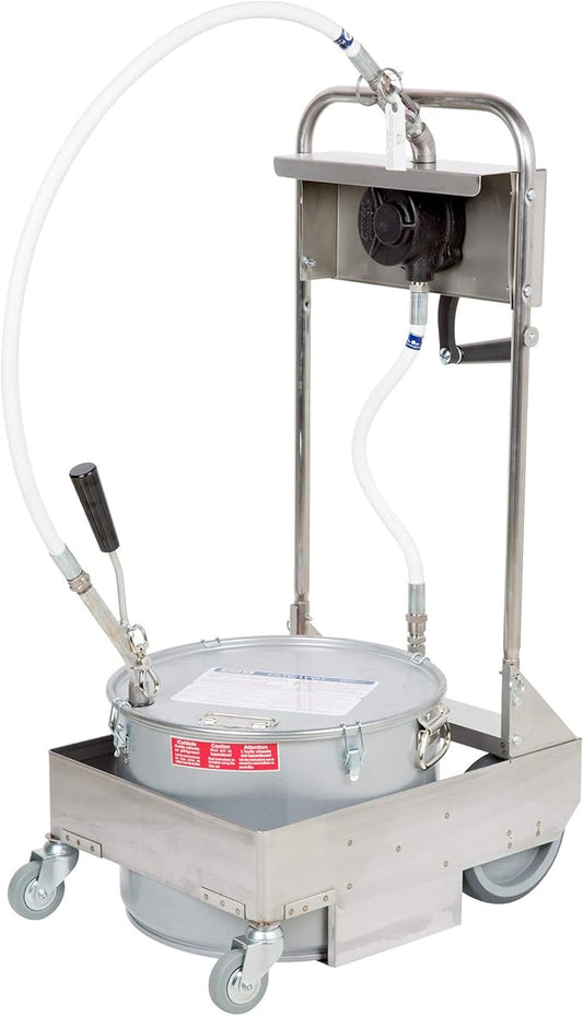 MirOil 55HD Fyer Oil Filter Machine w/Discard Trolley & Hand Operated Pump, Filtration System for Deep Fryer for Kitchen, Food Service & Food Trucks, Portable Oil Filter Machine for 55lb Fryer Grease