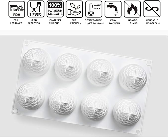 OCPO KITCHEN 3D Pinecone Silicone Mold for Baking Mousse Cake, French Dessert, Soap, Candles, Christmas Cake Decorating Mold, Pinecone Shape (8-Cavity)