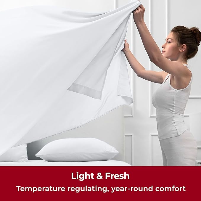 Mellanni Twin Sheets Set - 3 PC Iconic Collection Bedding - Hotel Luxury, Extra Soft, Cooling Bed Sheets - Wrinkle, Fade, Stain Resistant (Twin, White)