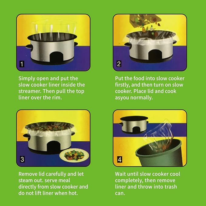 20 Count Disposable Slow Cooker Liners and Cooking Bags | Extra Large Size Fits 6-10QT Pot, 14"x 22" | Suitable for Oval & Round Pot, BPA Free (1 Pack)