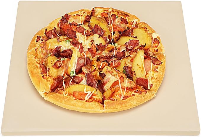 12x12 inch Pizza Stone,for RV Oven and Grill,square baking stone, cordierite pizza stone,for Pizza,Bread, Pie, BBQ, Durable and Safe, Give away Plastic Scraper