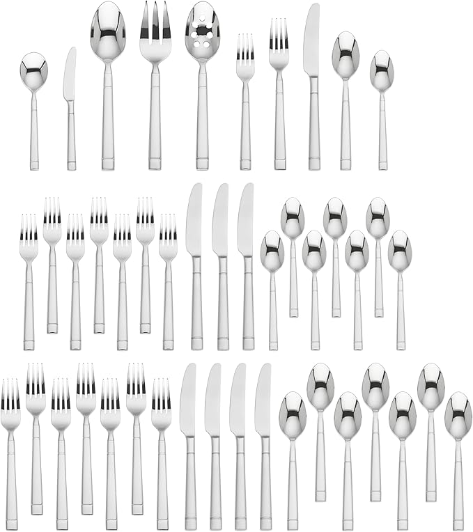 Kate Spade New York Fair Harbor Flatware Set, 18/10 Stainless Steel, 45-Piece