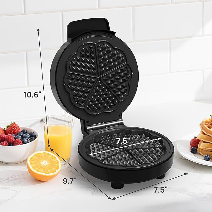 Sunvivi Heart Waffle Maker: 5 Heart Shaped Waffle Iron with Adjustable Temperature Control, Nonstick Waffle Machine with Indicator Light, Easy to Clean,The best gifts Her, Kids and Families